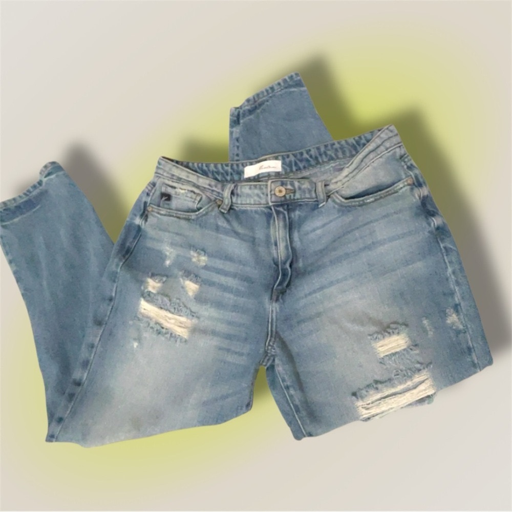 KanCan Blue Distressed Boyfriend Jeans Relaxed Fit